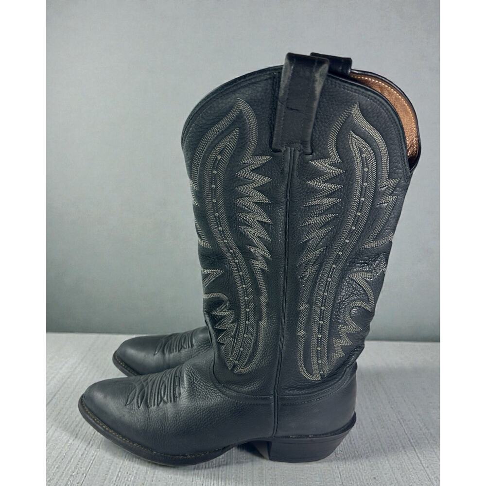 Nocona Men’s Black Leather Cowboy Boots Size 8 D Made in USA Western Boots